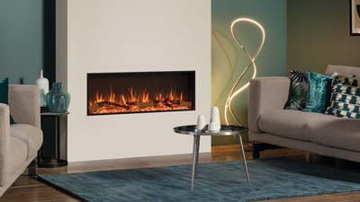 A medium sleek and stunning electric fireplace that combines versatility functionality and modern elegance to provide the perfect ambience.
