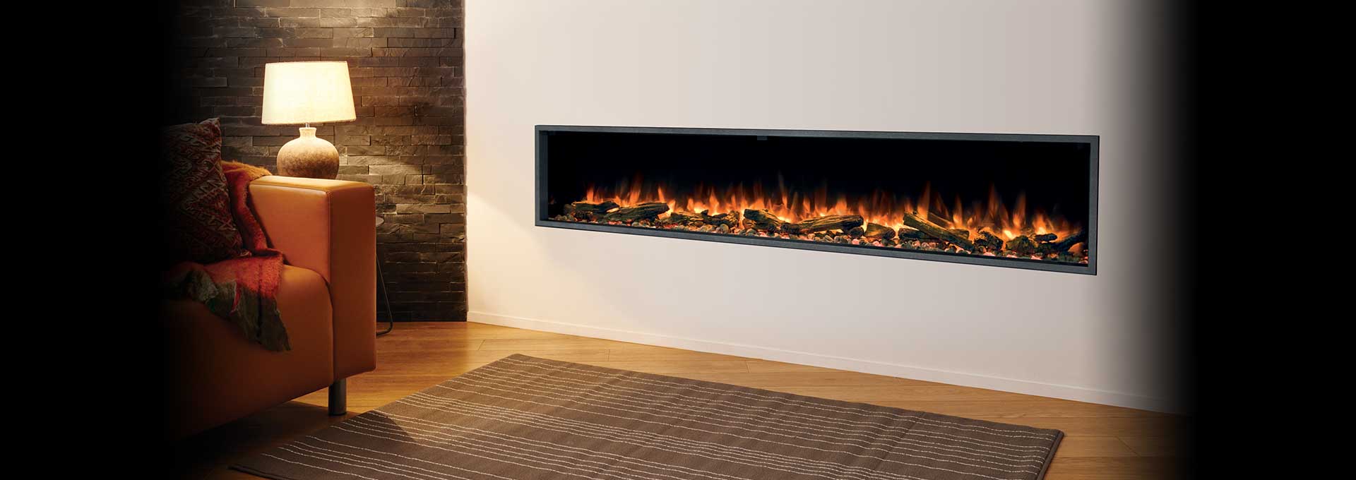 eReflex 195R Inset with Log &amp;amp; Pebble fuel effects