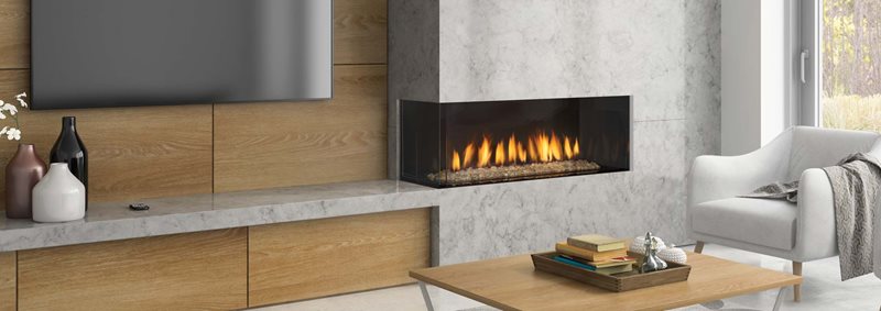 2-sided gas fire with crystals