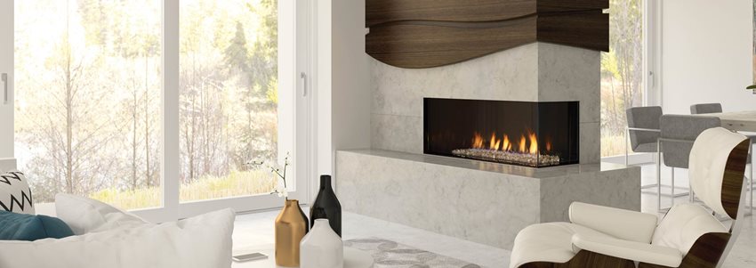 2-Sided corner gas fireplace