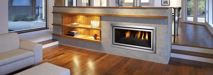 GF900C - Contemporary gas fireplace with crystals