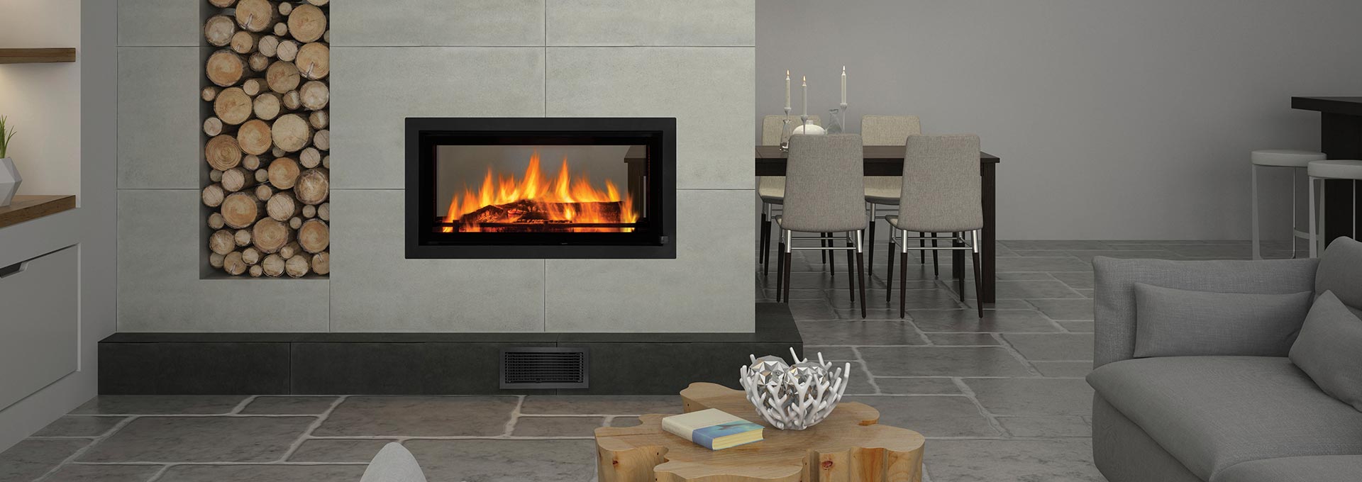 See Through Wood Fireplace - Regency Mansfield