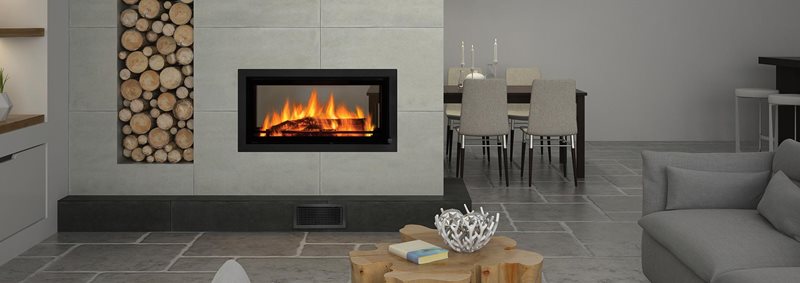 see-through wood fire with wood storage feature renovation example